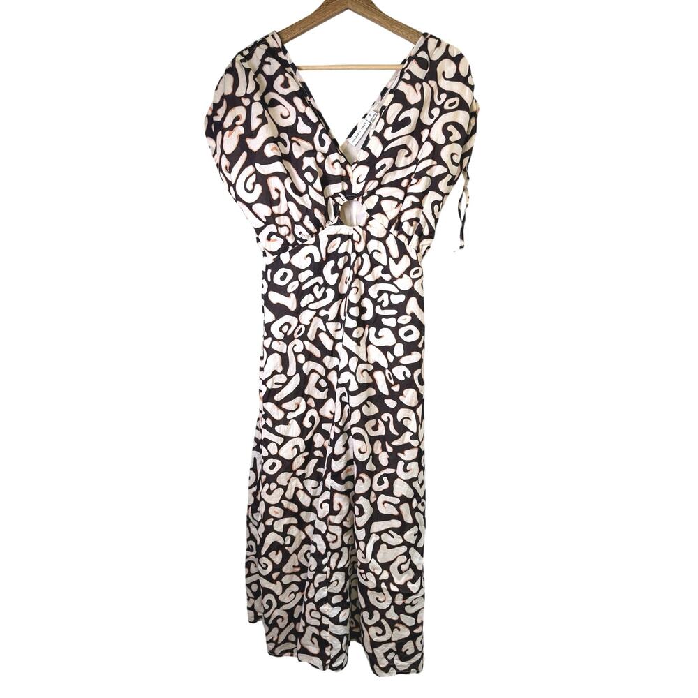 Sincerely Jules Abstract Print Cutout Maxi Dress Women’s Small Black Cream - Picture 2 of 4